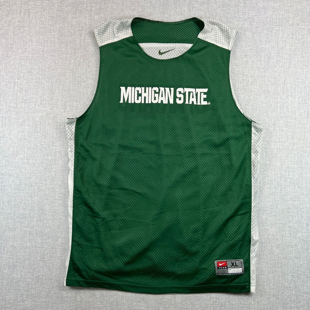 Nike Team Michigan State Spartans Reversible Mesh Jersey Men XL Green White MSU